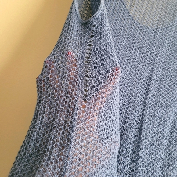 Parkhurst Dusty Blue Knit Dress with Lettuce Trim Hem Size M - Picture 4 of 7